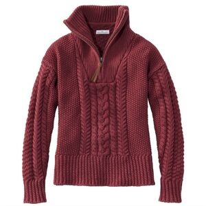 EUC L.L. Bean Signature Quarter Zip Fisherman’s Sweater - Sz Small